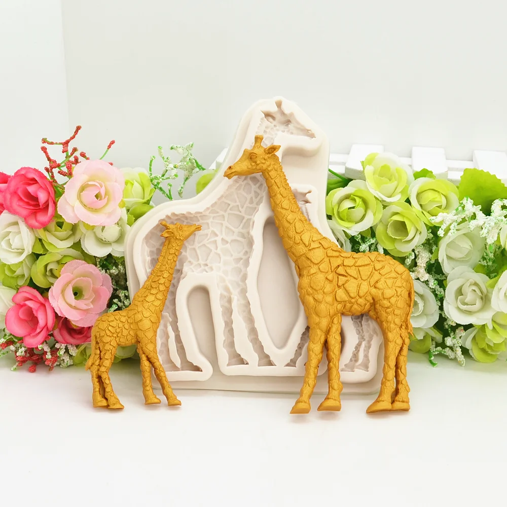 Silicone Mold Cute Giraffe Resin Kitchen Baking Tools For DIY Cake Fondant Moulds Chocolate Dessert Lace Decoration Appliance