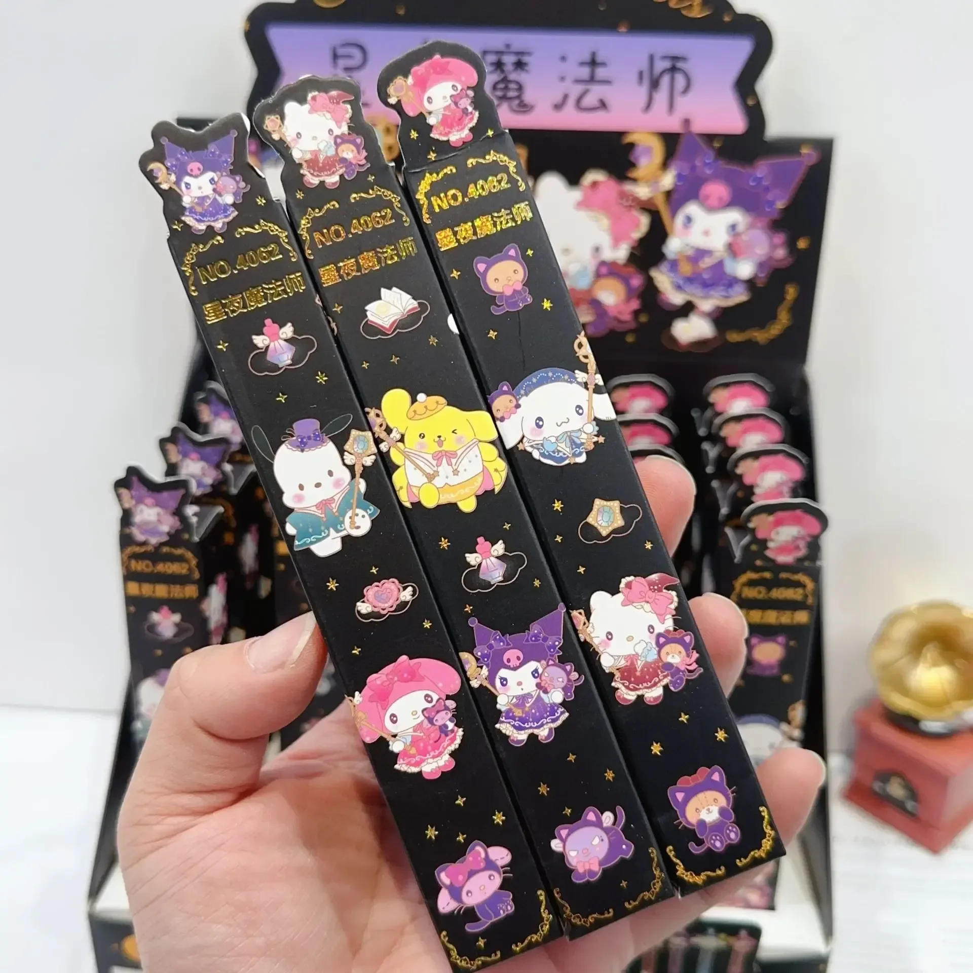 Imagem -03 - Sanrio Caneta Esferográfica Gel Olá Kitty Kuromi Cinnamoroll Papelaria Estudante Atacado 24 Pcs por Caixa