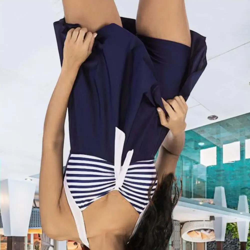 

Women Belly Swimsuit Split Bikini Set Halter Adjustable Straps Removable Padded Bra High Waist Swimming Trunks Set Swimsuit