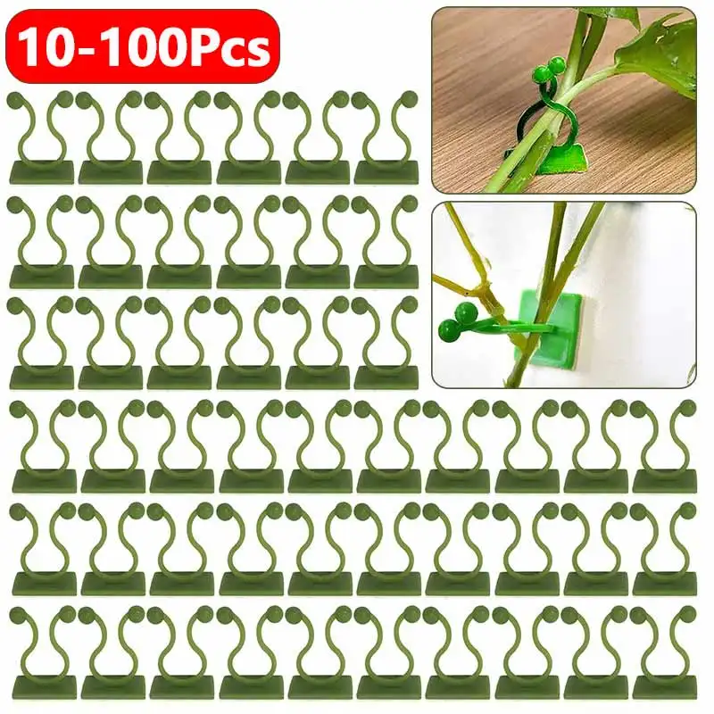 

10-100Pcs Plant Climbing Fixture Clips Plant Vine Climbing Wall Fixer Self Adhesive Hook Vines Holder Accessories