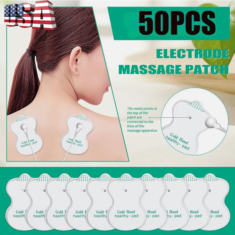 

50X Snap On Replacement Electrode Pads in Bulk for TENS Unit Therapy Massager