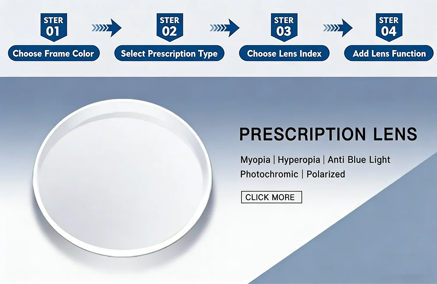 4-fach MR-8 Superrobuste Anti-Blaulicht-Optikgläser 1.56 1.61 1.74 Ultradünne Glas-Kurzsichtigkeits-Lesebrillengläser UV400 – Detail 1