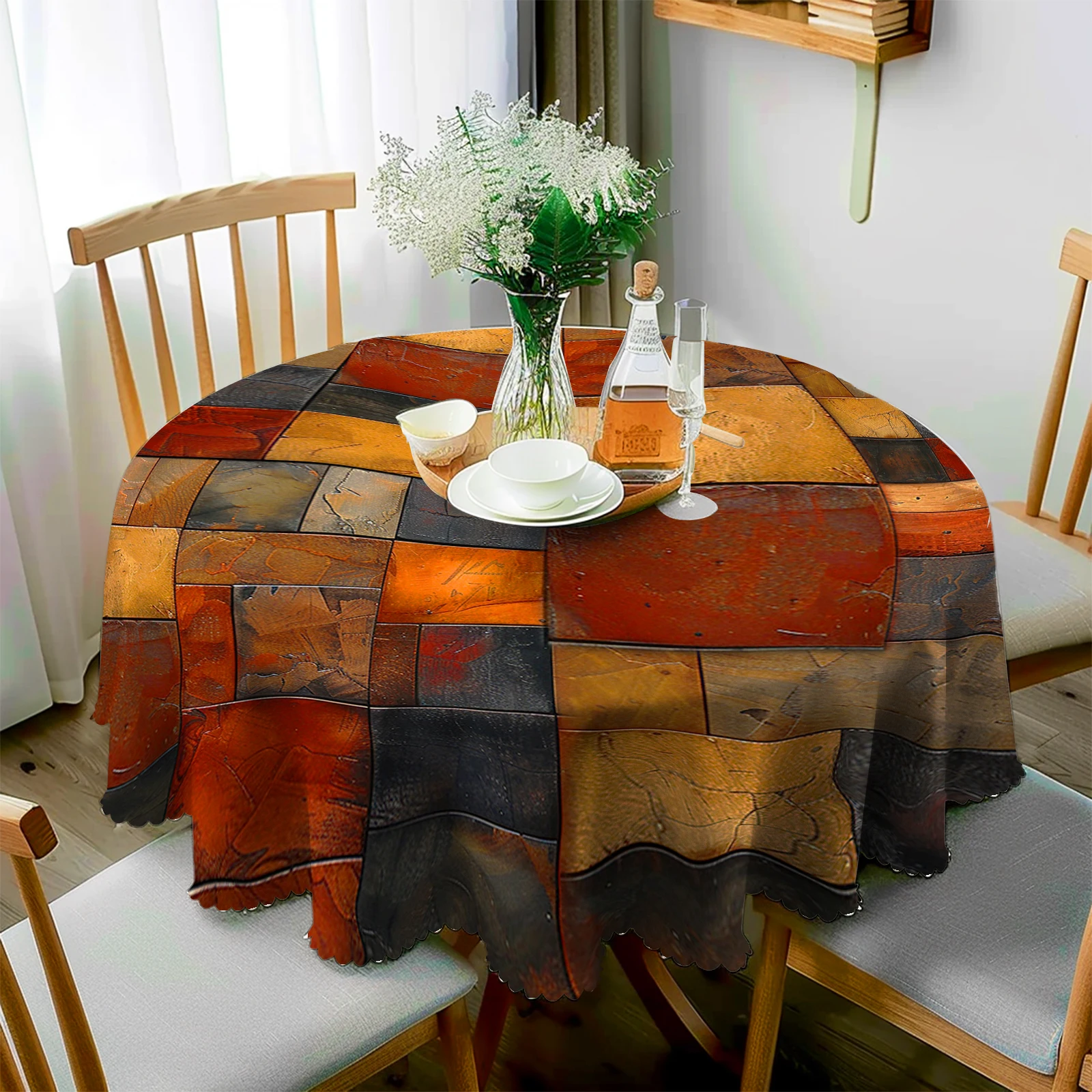 

Винтажная красочная тематическая скатерть с текстурой деревянной доски, узор с текстурой искусственной древесины, несколько вариантов размера, тисненые края, водонепроницаемая, устойчивая к морщинам, идеальный подарок для семьи и друзей, прямоугольные и к