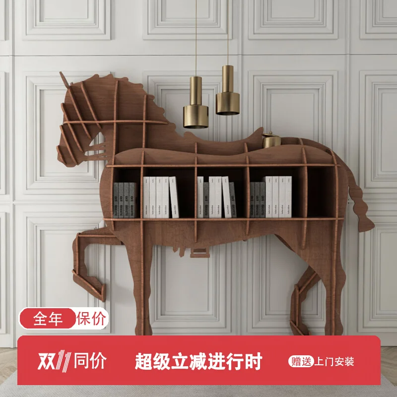 

Ma Creative Bookshelf Light Luxury Household Bookcase Solid Wood Shelf Sofa Side Cabinet Entrance Living Room Partition