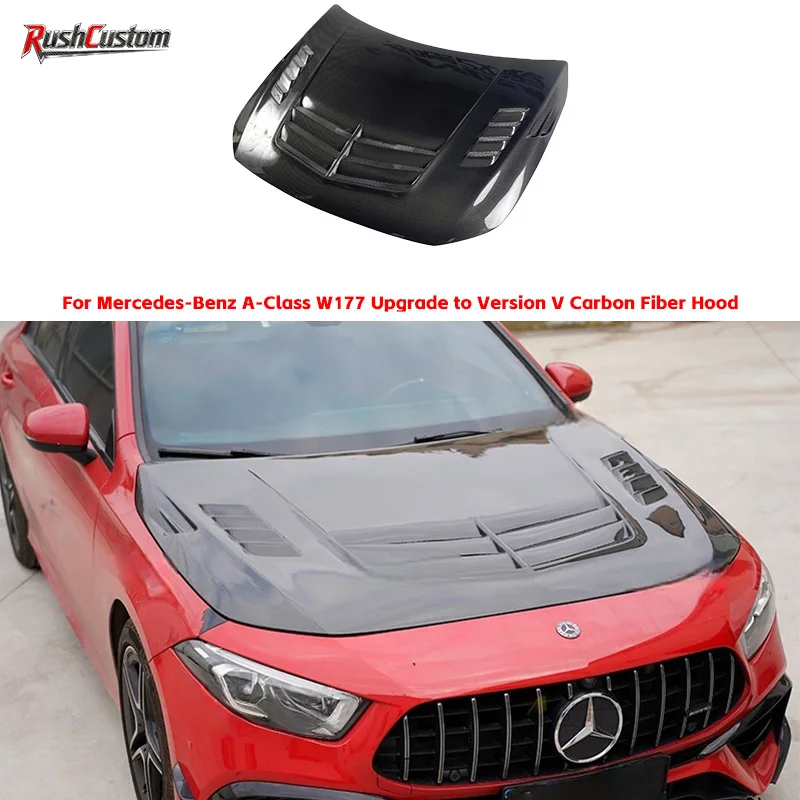 

For Mercedes-Benz A-Class W177 Upgrade to Version V Carbon Fiber Hood High-Quality Automotive Body Kit