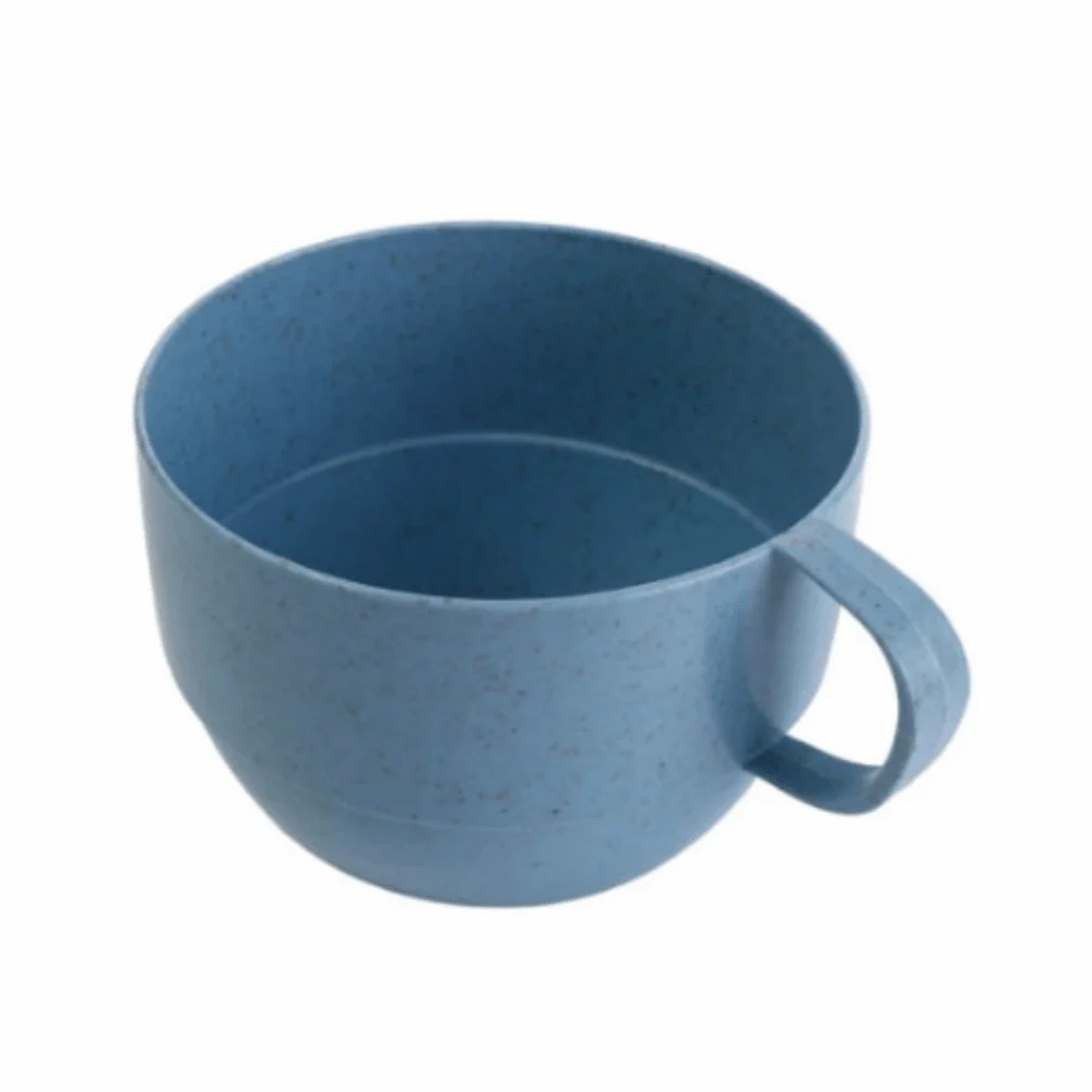 

Wide Mouth Simple Reusable with Handle Kitchen Supplies Flat Bottom Wheat Straw Cup Drinkware Coffee Mug Drinking Cup