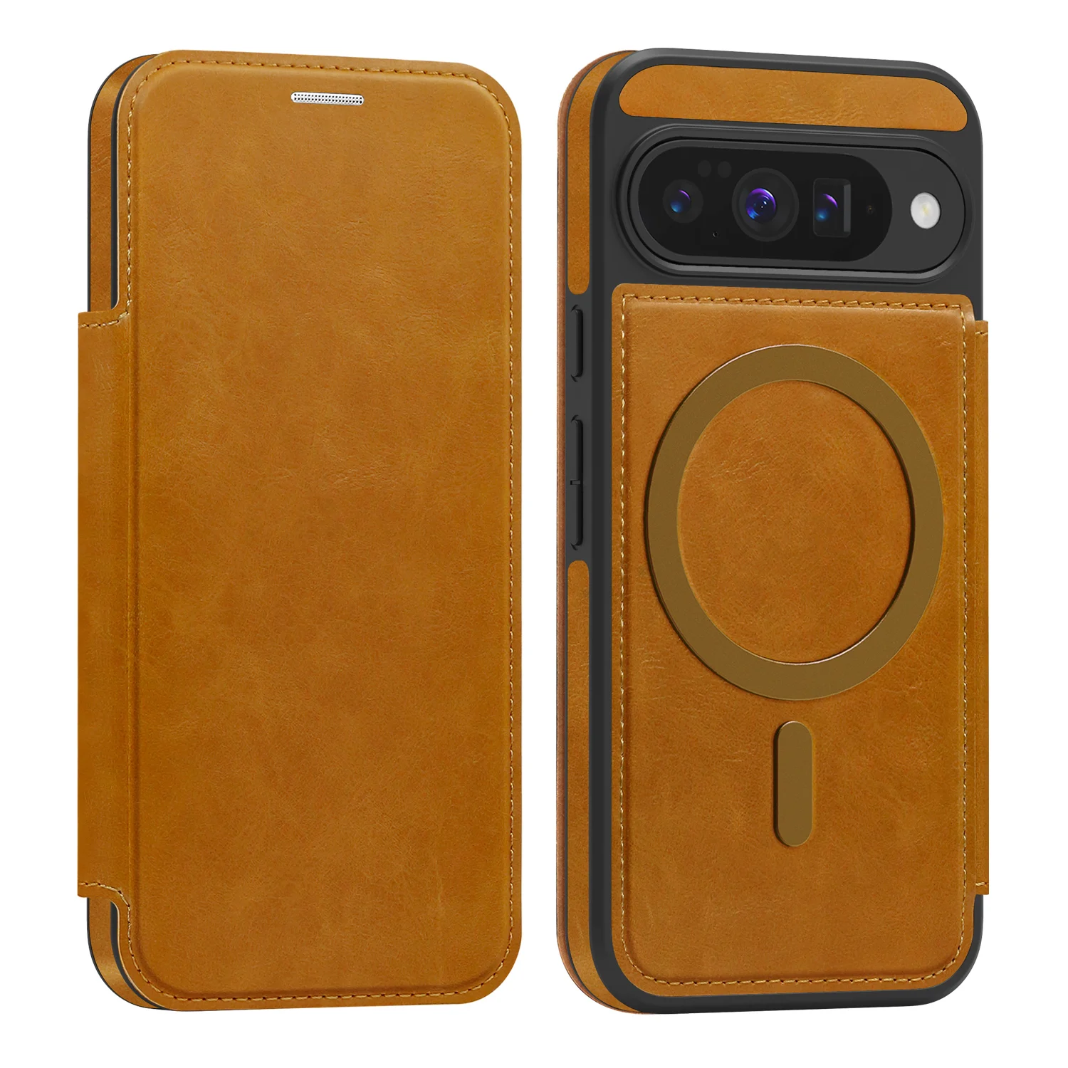 

All-Inclusive Flip Cover For Google Pixel 10 Pro Magsafe Embossed PU Leather Card Slot Cash Pocket Soft Cover