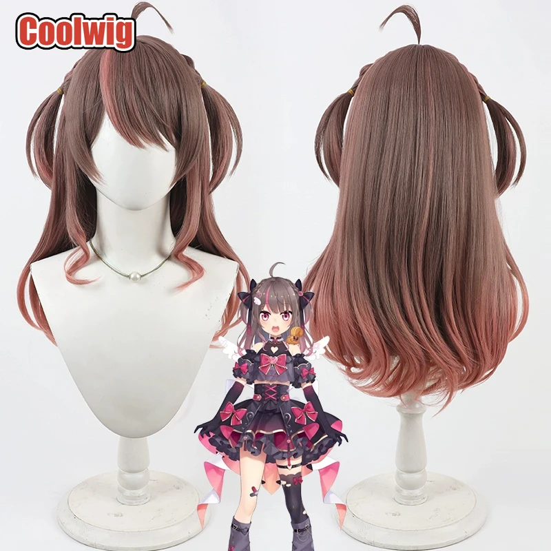 Coolwig Synthetic Hair Natsuiro Matsuri Cosplay Wigs Virtual YouTuber Natsuiro Matsuri 60cm Brown Mixed Red Wig Heat Resistant