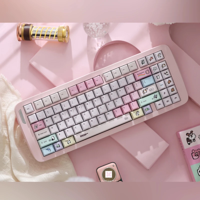 Cute Cartoon Pets Theme Keycaps Set Customized PBT Sublimation Cherry Profile Keyboard Cap for Mechanical Keyboard Accessories