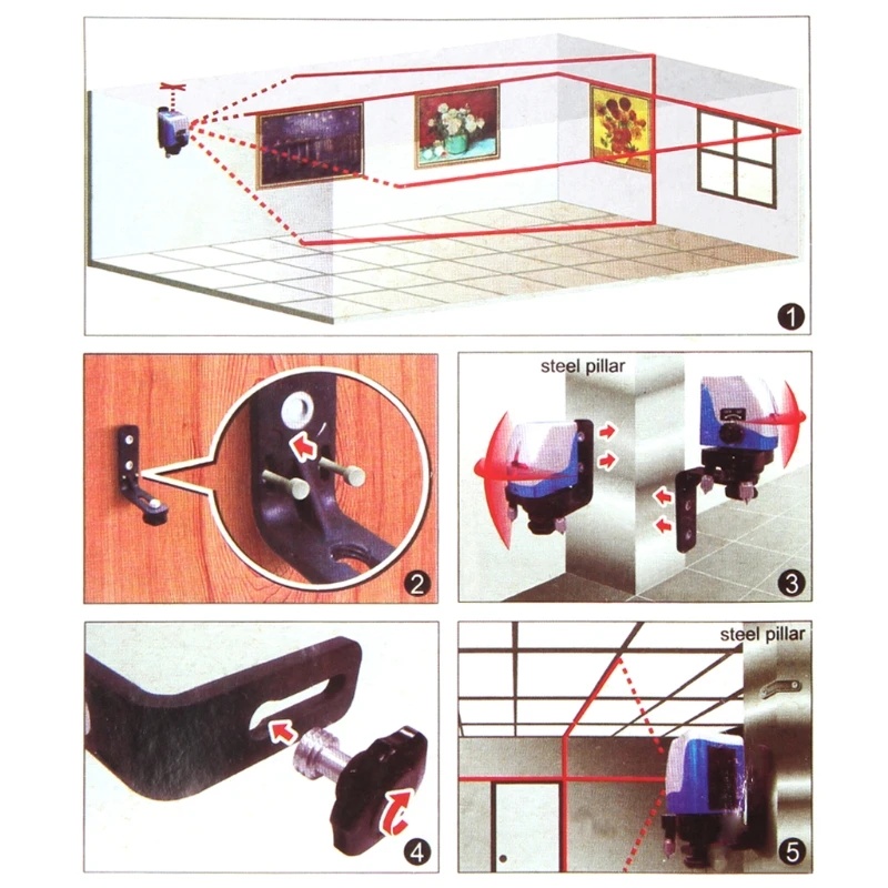 Imagem -03 - Suporte de Parede para Tripé em Forma de l Níveis Universais a Laser Rotação 360 Suporte de Adsorção