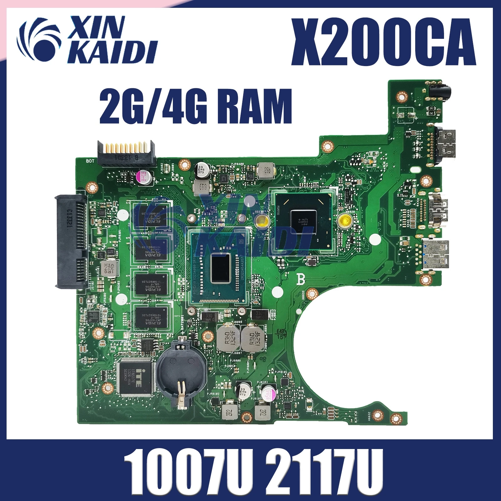 

X200CA For ASUS X200C X200CAP Laptop Motherboard 1007U/2117U I3-3217 CPU 2G/4GB MEMORY MAINboard REV 2.1 100% Test WORK