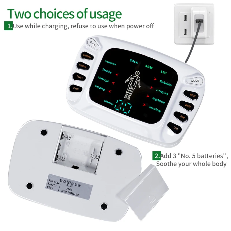 Tens Acupuncture EMS Physiotherapy Muscle Machine Stimulator Multifunctional Body Massager Low Frequency Therapy Massage Device