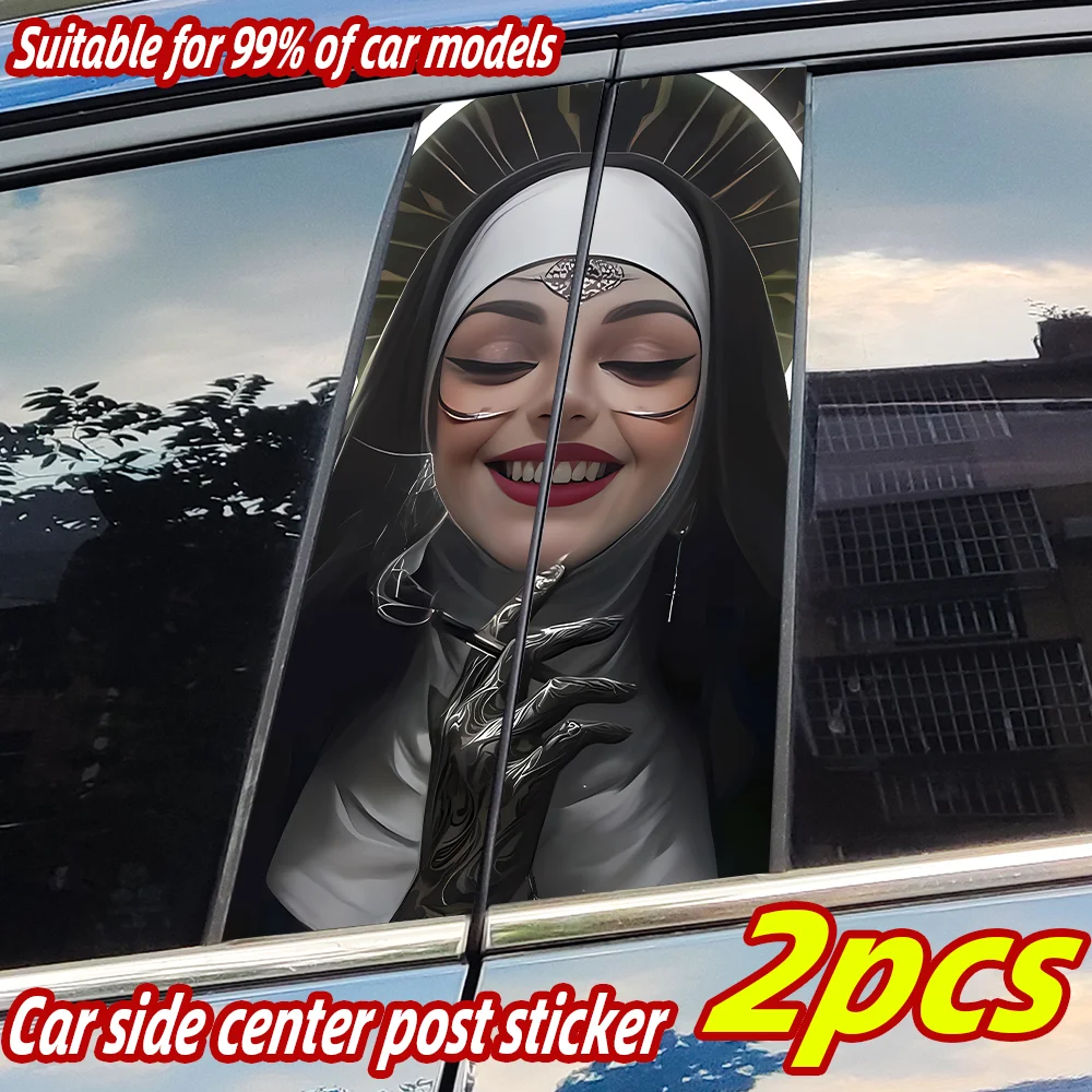 

Gothic Nun Sister Car Stickers Auto B Pillar Waterproof Center Column Decor Cover Scratches Car Doors Pillar Decals Accessories