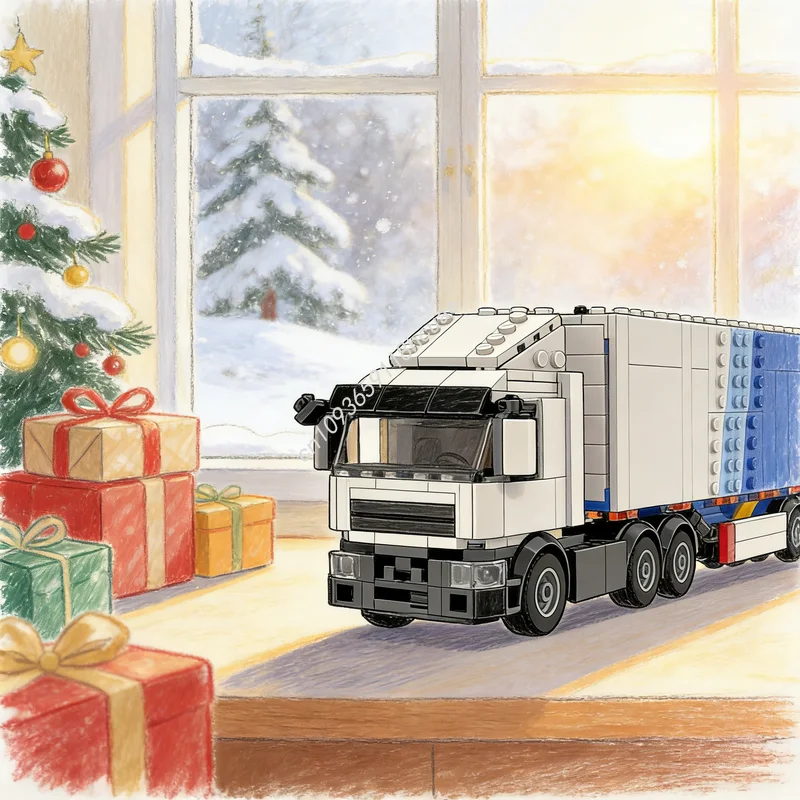 

1096 деталей MOC City Cargo B, модель тягача с двойным прицепом, конструктор, архитектурные блоки, игрушки для самостоятельной сборки, креативный подарок на Рождество, кирпичики