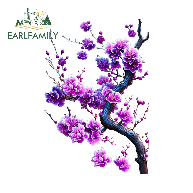 EARLFAMILY Creative Special Purple Flower Branches Car Stickers Fashion Rearview Mirror Decal Nice Toolbox Trunk Scratch Proof