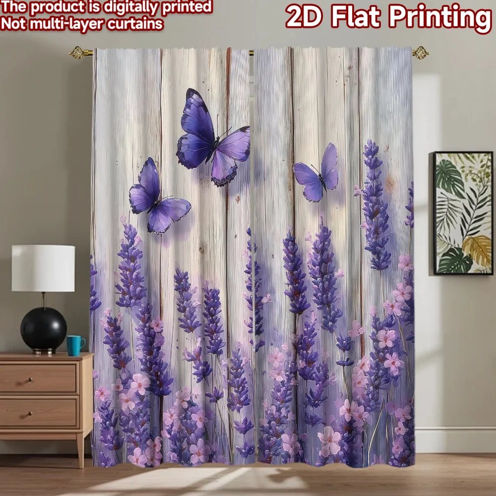 

1pc 2D flat Photography Backdrop Party Backdrop Butterflies and Lavender Blooms 100% Polyester Anniversary Use for Suitable for