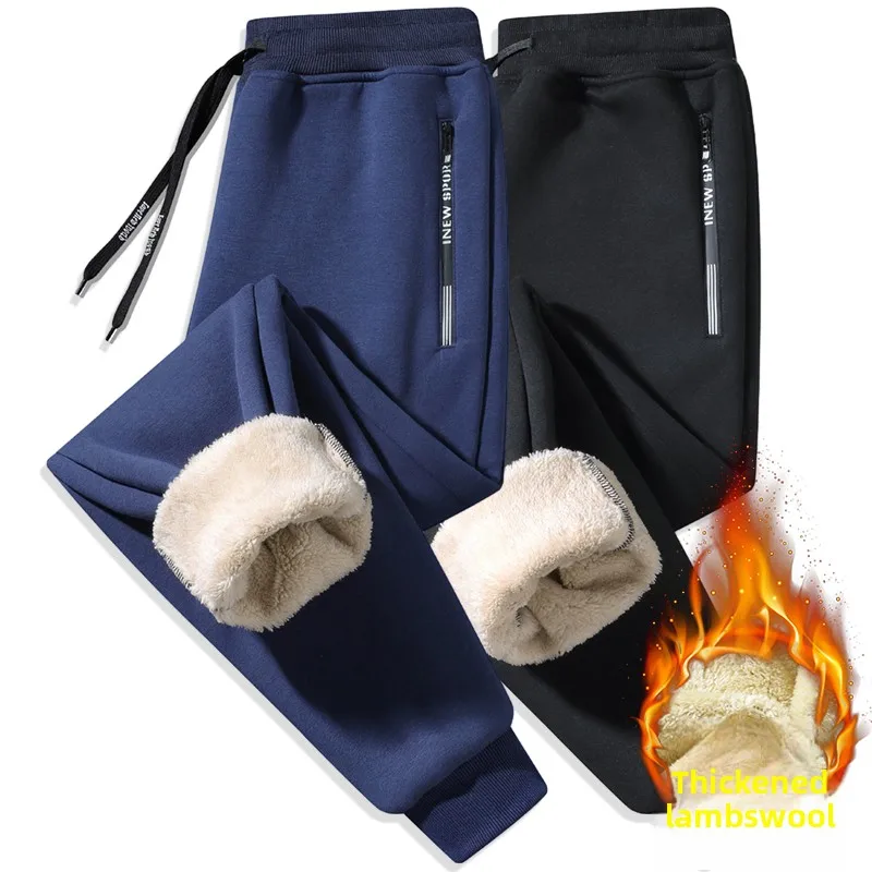 

Lamb fleece casual pants for men loose and warm for autumn winter fleece sweatpants for men tight-fitting casual sportswear pant