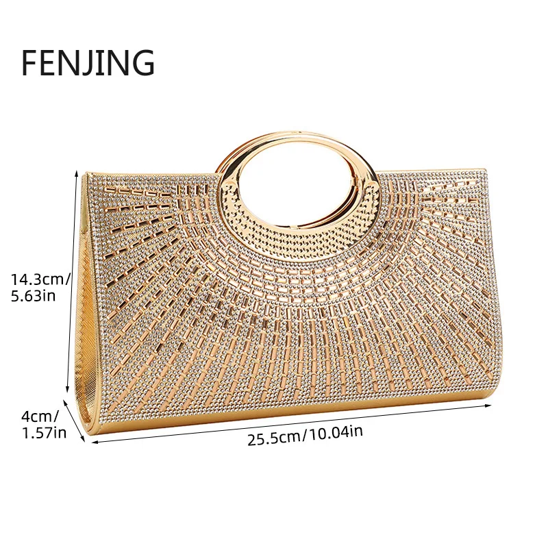 Vintage Large Circle Handbag Diamonds Sparkling Bridal Evening Bag Party Fashion Crossbody Small Square Bag Wedding Clutch Purse