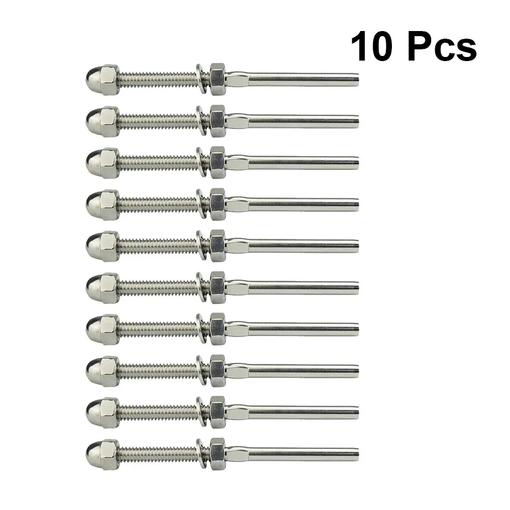 

10pcs Threaded Stud Cable Railing Tension End Fitting Terminal Nut Gasket Stainless Steel Washers Anti Rust Water