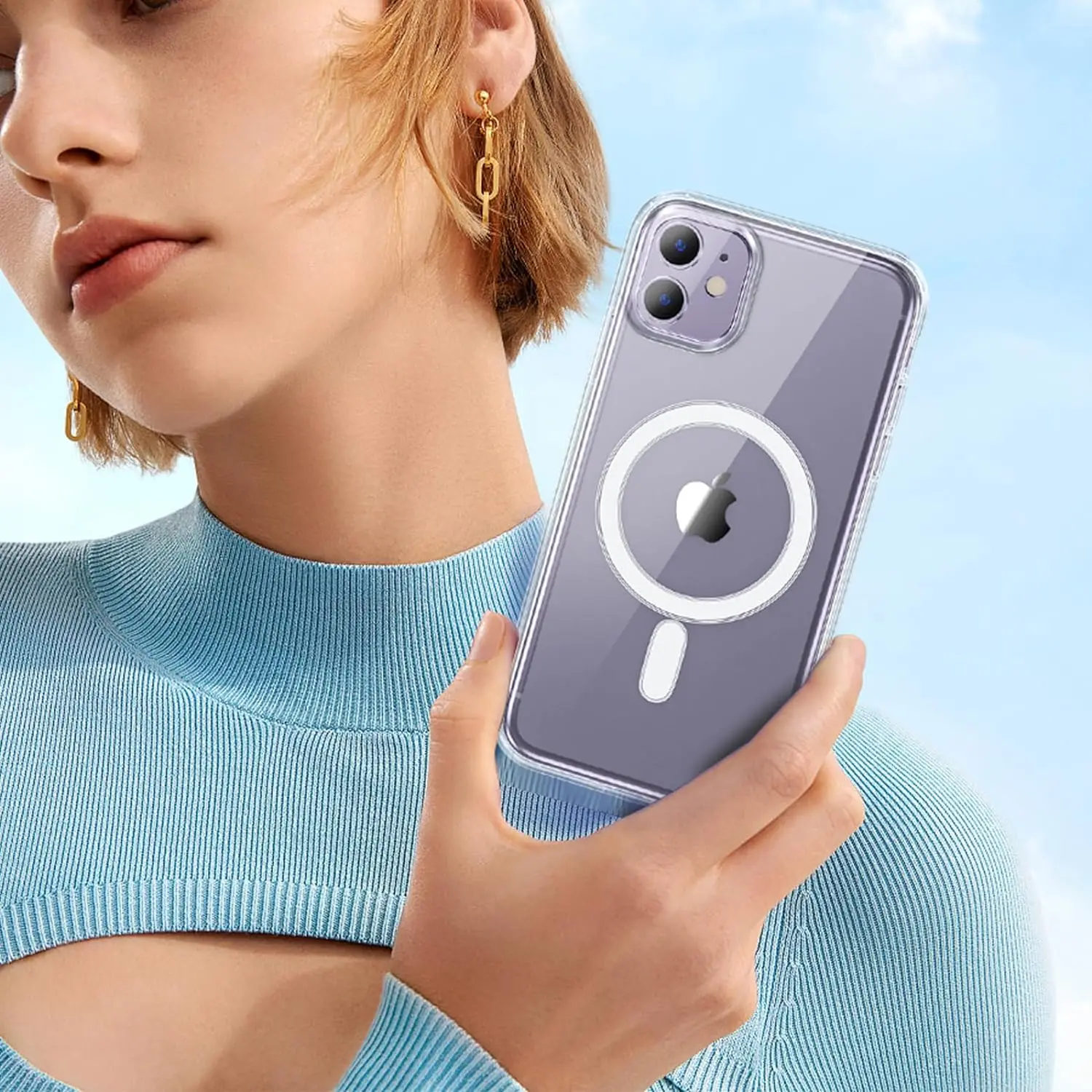 Stoßfeste magnetische Hülle für iPhone 11, 12, 13, 14, 15 Pro Max Mini iPhone X Xs XR Schutzhülle mit Displayschutzglas – Detail 5