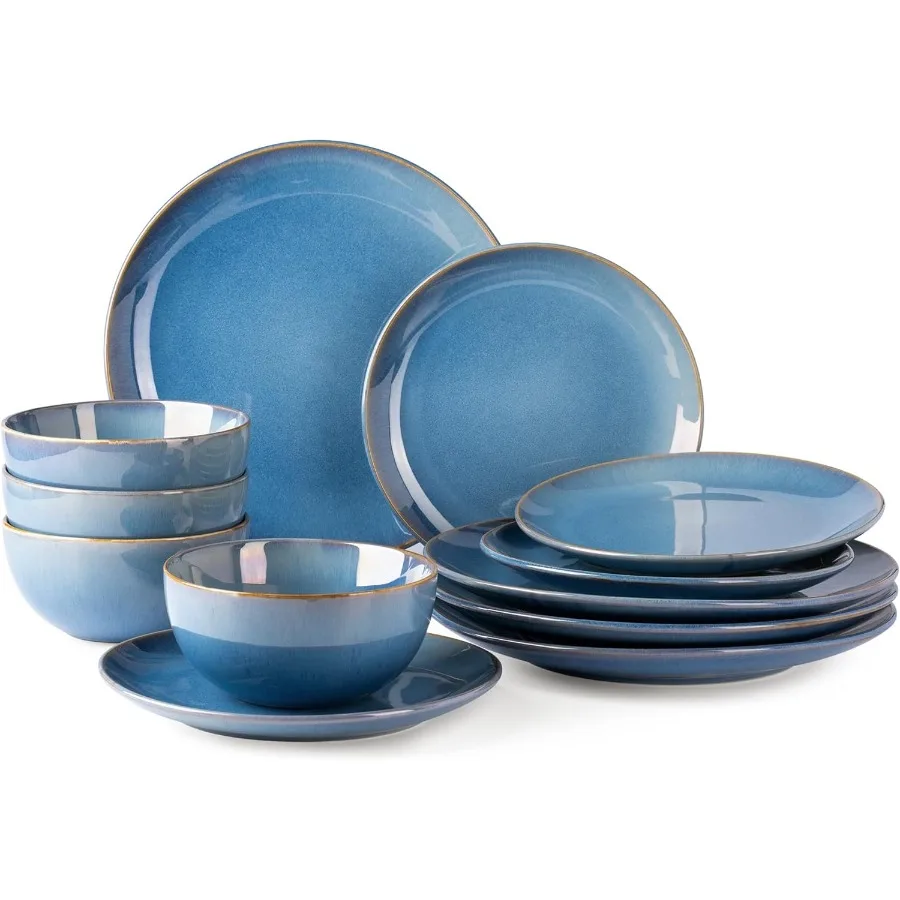 

Наборы керамической посуды на 4, 12 шт., наборы каменных тарелок и мисок, посуда с реактивной глазурью, устойчивая к царапинам посудомоечная машинаandMi