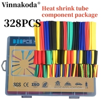 328pcs/Set Polyolefin Shrinking Assorted Heat Shrink Tube Wire Cable Insulated Sleeving Tubing Set 2:1