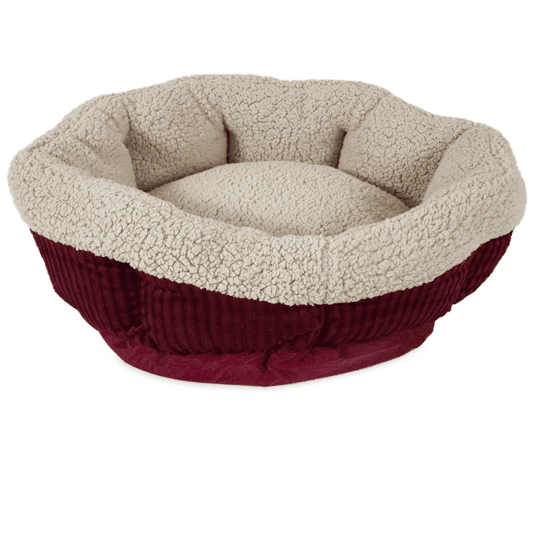 Aspen-Auto-aquecimento Rodada Pet Bed para cão e gatos, Red Pet Bed, 19.5x19.5x7