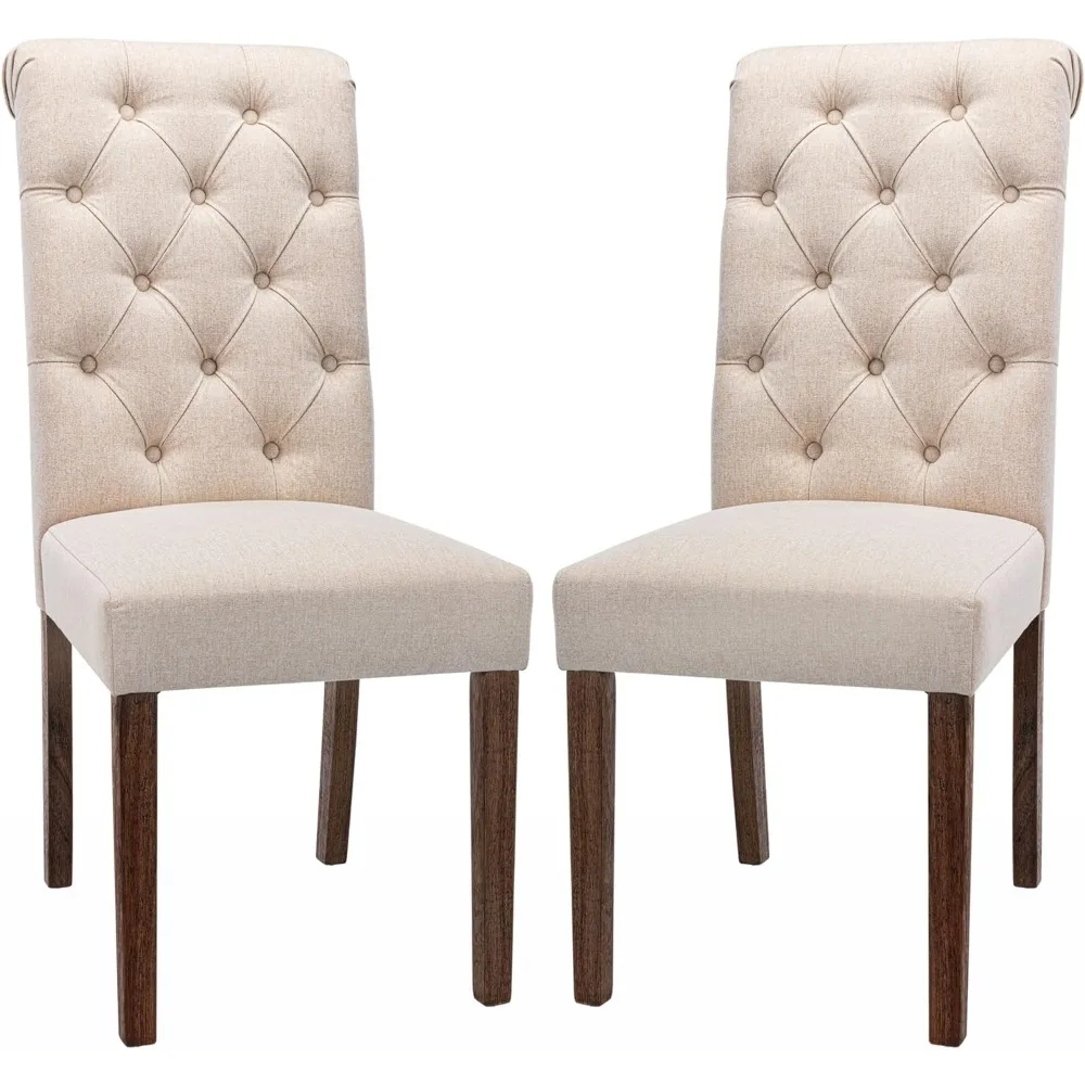 Tufted Dining Room Chairs Set of 2, Accent Parsons Diner Chairs Upholstered Fabric Side Stylish Kitchen Chairs