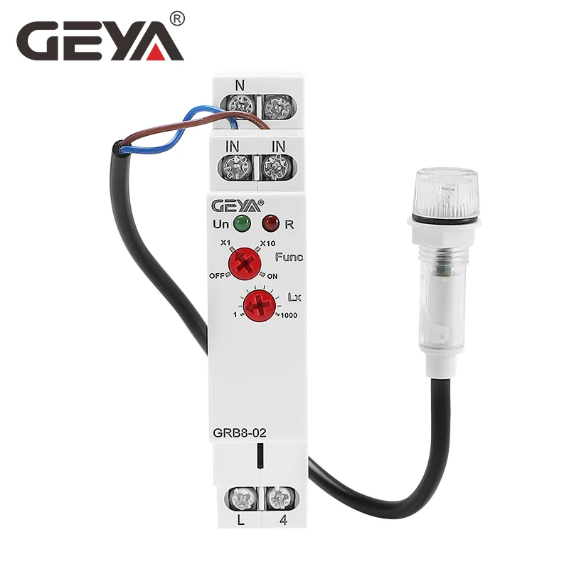 GEYA GRB8-01/02 Twilight Switch Din Rail Photoelectric Timer Light Sensor Relay AC110V-240V Auto ON OFF RELAY