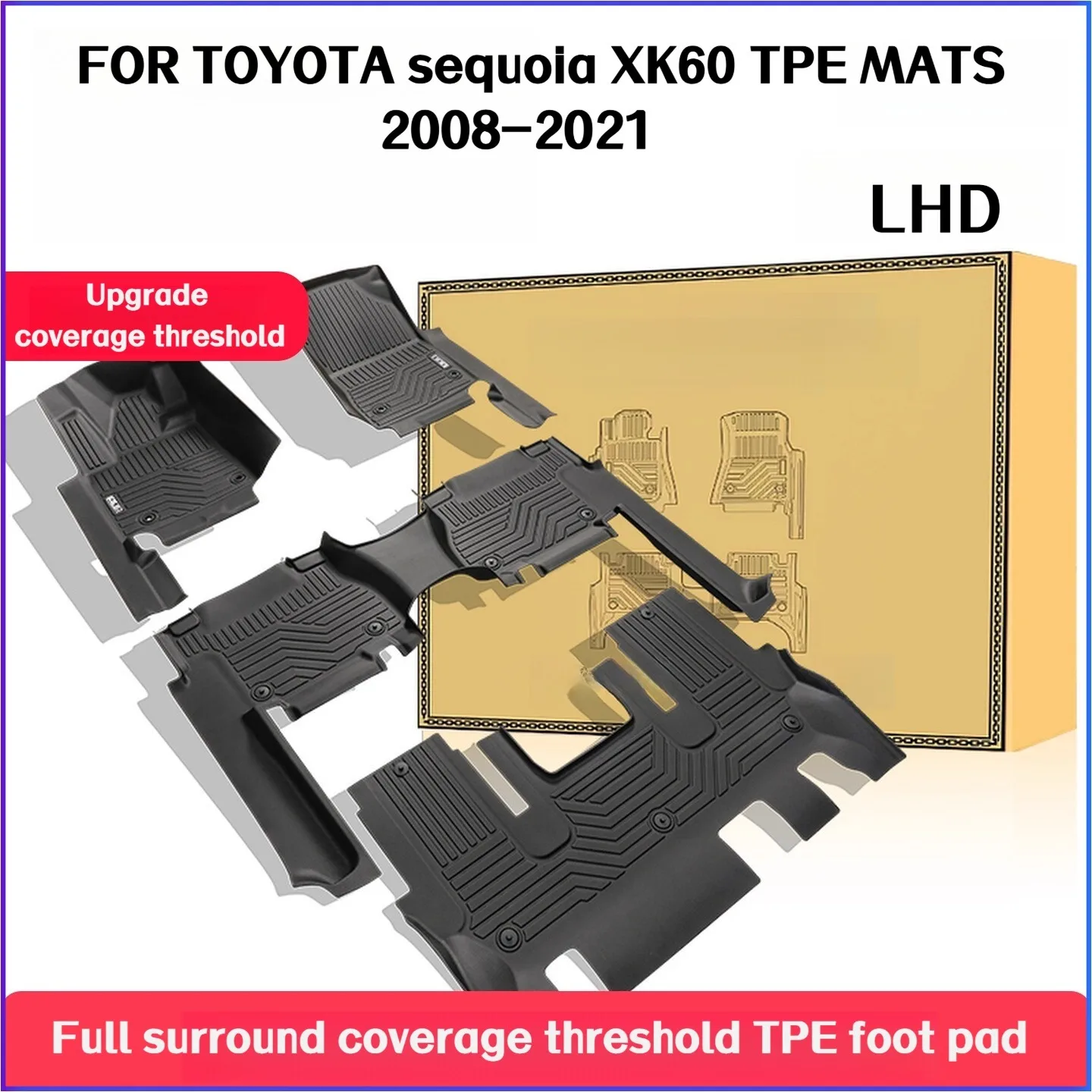 TPE Floor Mats For TOYOTA Sequoia XK60 2008-2021 LHD Full Coverage Waterproof Surround Threshold Accessories