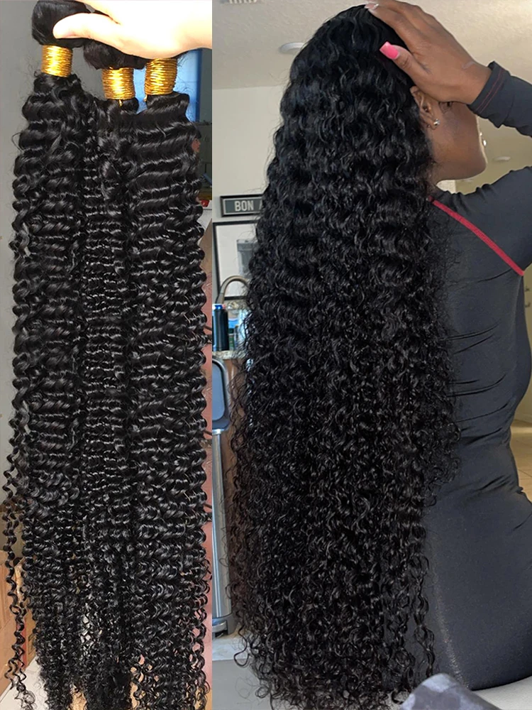 Deep Wave Bundles Human Hair Weave 3 Bundles Deep Curly Brazilian Virgin Hair Wet And Wavy Bundle 12A Grade Unprocessed Human Ha