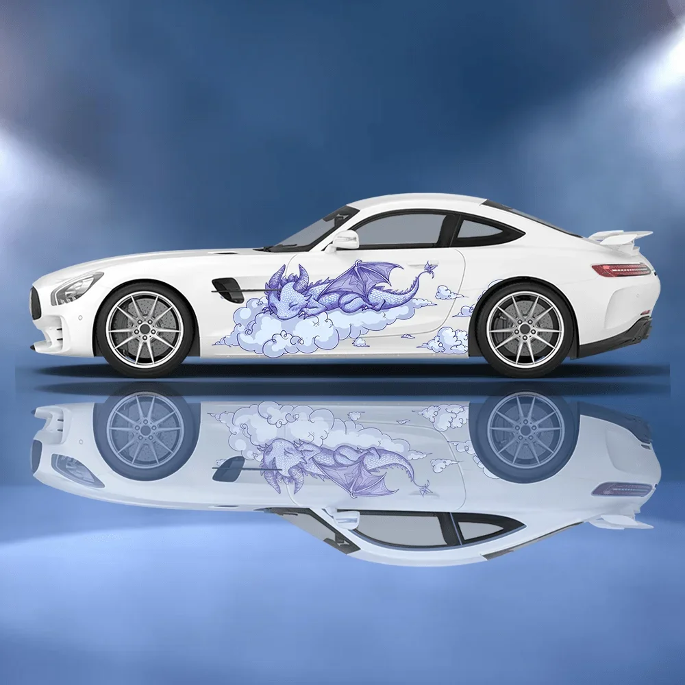 

Cute Dragon Sleeping on Clouds Car Side Sticker Decoration Protection,Waterproof Self-adhesive Decal Auto Accessories Wrap Cover