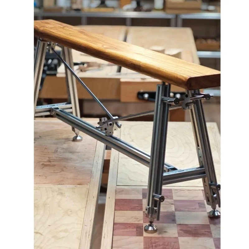 Aluminum profile optical axis creative design ocean board bench, black family dining table bench, walnut log stool