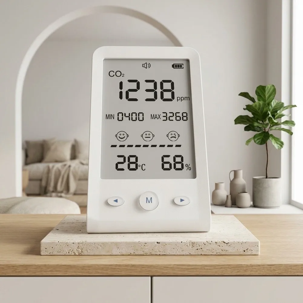 Monitor with Infrared Sensor for Accurate Real-Time Carbon Dioxide For temperature and Humidity Measurement Indoor Use