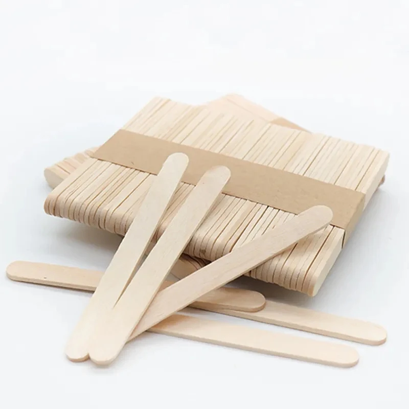 

New 50pcs Ice Cream Popsicle Sticks Natural Wooden Sticks Ice Cream Spoon Hand Crafts Art Ice Cream Lolly Cake Tools