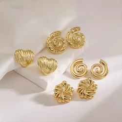 HECHENG,Glossy Conch Heart Geometric Patterns Fashion Hip Hop Punk Women's Earrings Glamour Vintage Jewellery 1 pair