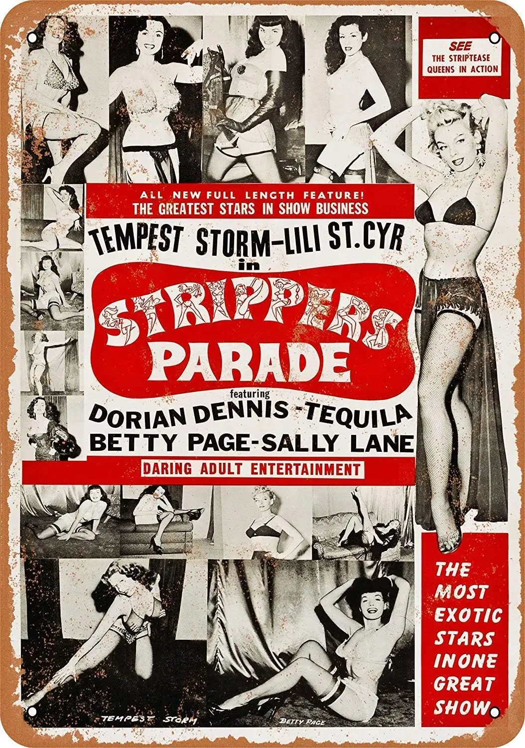 Retro Metal tin Sign Funny Strippers Parade -es Sign For Home Cave Garage bar Wall Decoration Vintage Metal Sign 8 x 12