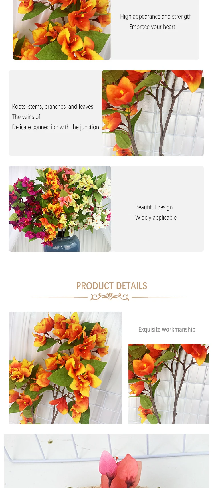Neue Simulations-Dreiecks-Pflaume DIY-Dekoration Hochzeit Wohnzimmer Esstisch Simulationsblumen-Dekoration Pflanzenfotografie-Requisite – Detail 4