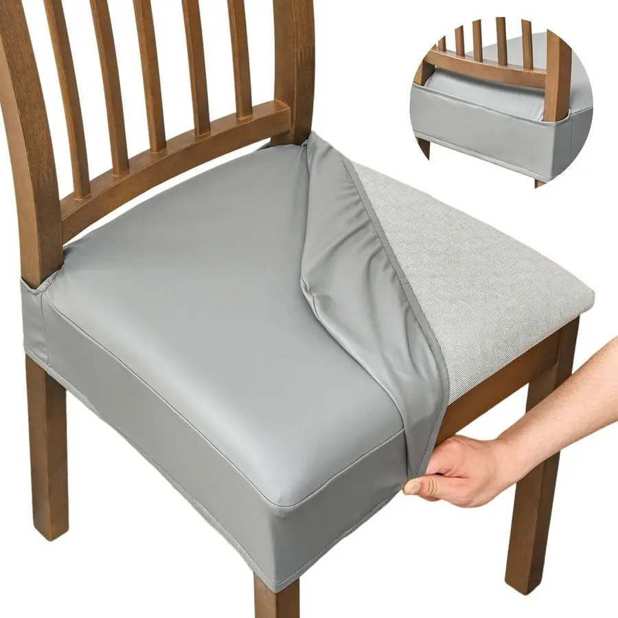 

Waterproof Seat Covers for Dining Room Chairs Set of 6, Pu Leather Chair Seat Slipcovers Dining Chair Cover Removable Washable C