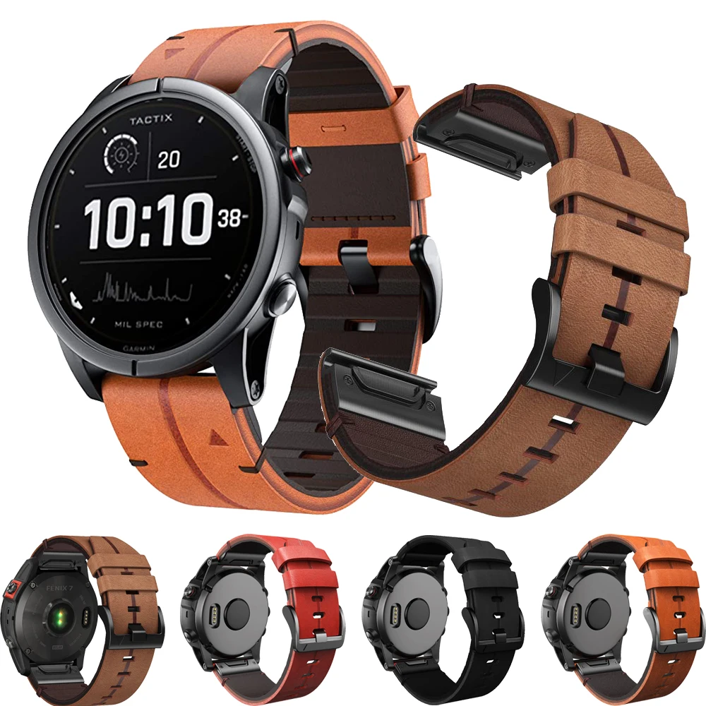 

QuickFit 22mm 26mm Fenix8 Watch Band For Garmin Fenix E 8 47mm 51mm 7 7X 6 6X/Epix Pro/Enduro 3 Genuine Leather Strap Bracelet