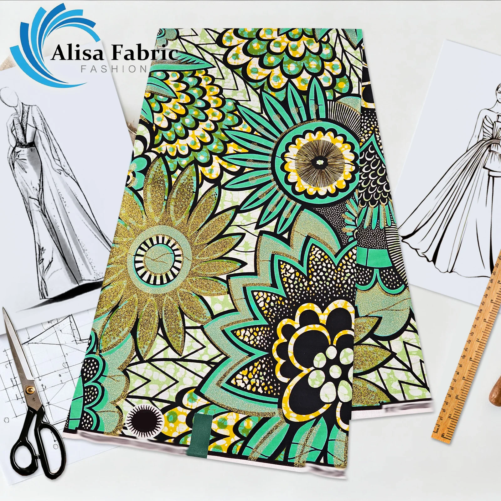 

2025 новый стиль, большая супер африканская ткань, высокое качество, 6 ярдов, ткань Анкара, настоящий воск, 100% хлопок, паланд для нигерийских свадеб