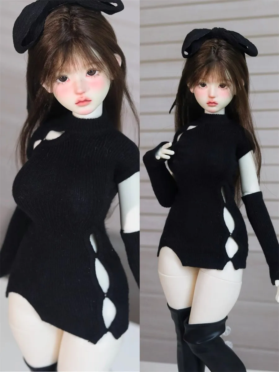 

BJD Doll Clothes Dress Sets Girls Elegant Black 1/3 SD16 1/4 BoBo Beautiful Cute Soft Sweater Short Dress Gifts Doll Accessories