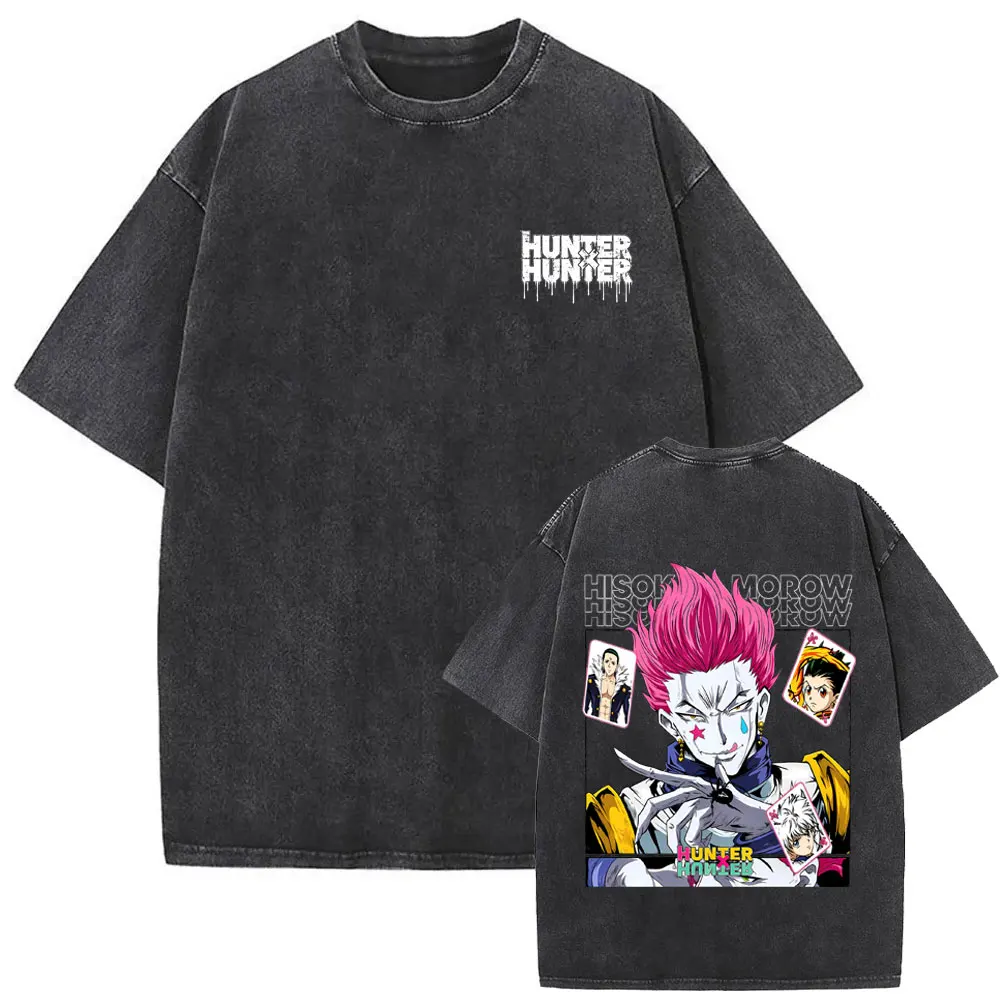 Washed Vintage Anime Hunter X Hunter Kite Merch T-shirt Men Women Retro Manga Harajuku T Shirt Men's Clothing Oversized T-shirts