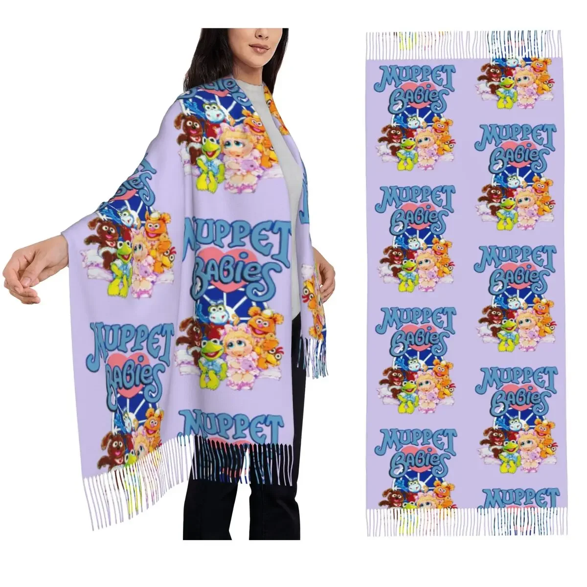 

Muppet Babies шарф с кисточками для женщин мягкие теплые шали и накидки длинная осенне-зимняя шаль накидка