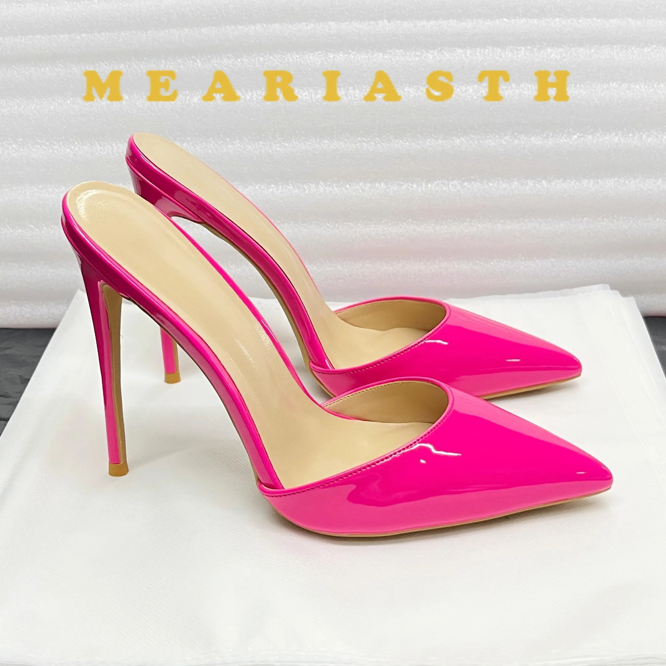 

Closed Pointed Leopard Print Slippers Women Slip-on 10CM Fashion Elegant Summer Shoes Mules Plus Size 44 Woman Thin Heel Sandals