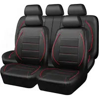 Fundas universales de cuero para asientos de coche, funda para asiento de coche de 5 asientos, impermeable, sencilla, roja