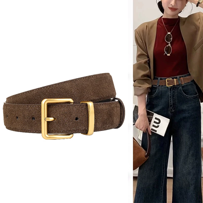 3.5cm Belt For Dress Skirt Women‘s anti-suede Leather belt