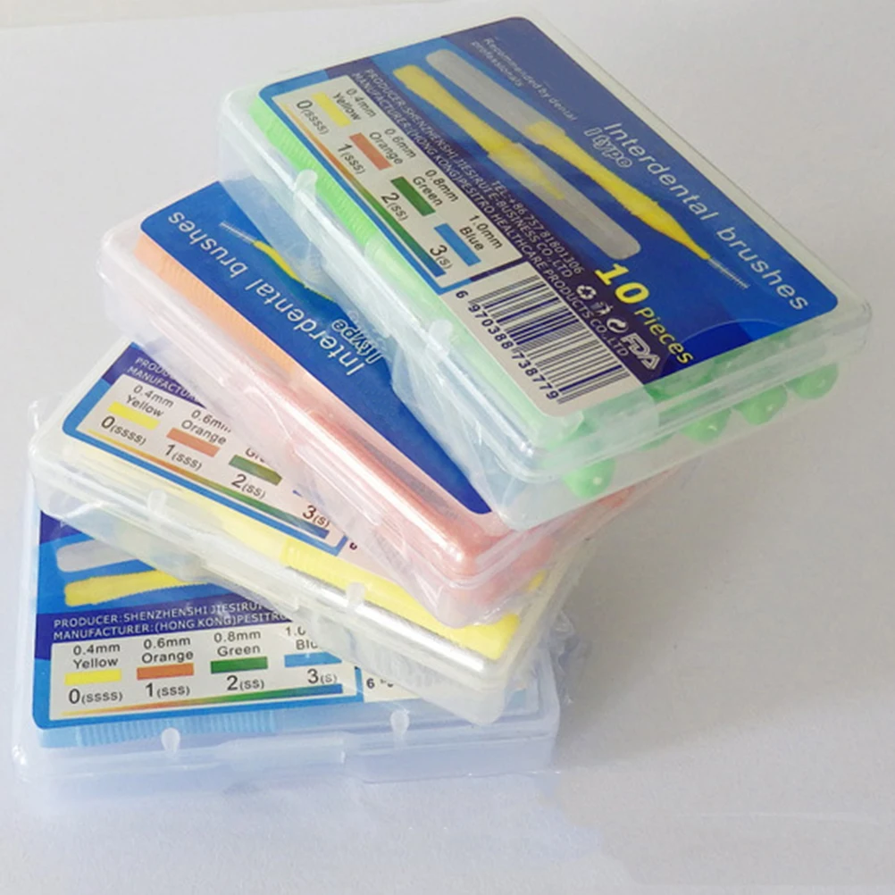 

10pcs Interdental Brushes Soft Material Oral Care Floss Brush Cleaners Food Debris Toothpick Portable Size Easy Maintain Hygiene