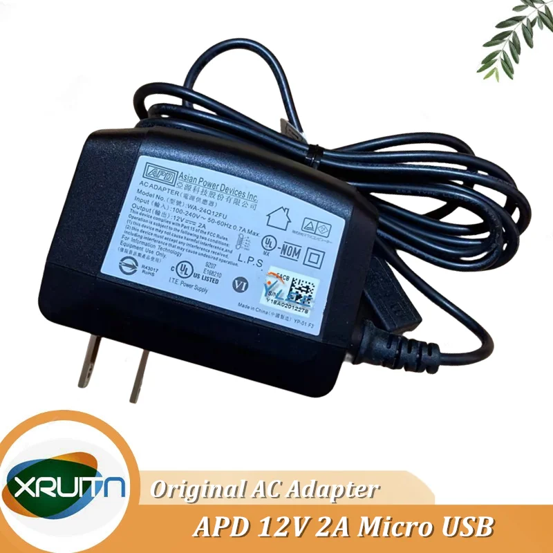 

Genuine Asian Power Devices APD 12V 2A WA-24Q12FU AC Adapter Laptop Charger Micro USB US Plug Adaptor