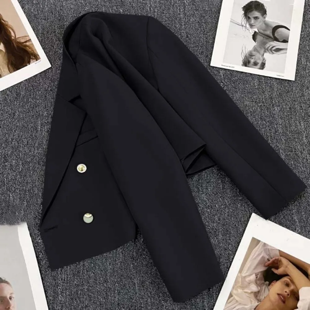 

Casual Korean Suit Jacket Loose Buttoned Blazer Suit Coat Women Suit Outfit Long Sleeve Short Office Blazer Spring Autumn